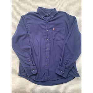 IZOD Men's Light Flannel Button Down Temperature Regulating BLUE Shirt Large‎